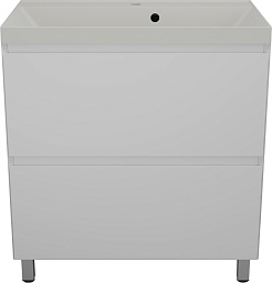 Style Line Тумба с кварцевой раковиной жасмин Манхэттен 80 Plus эмаль белая матовая – фотография-1